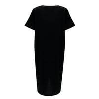 Haljine za žene Plus Size ženski džepni V-izrez Fit & Flare kratki rukavi grafički printovi srednje dužine
