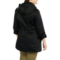 Yoki ženska plus veličina anorak jakna otporna na vodu sa cinch strukom podešavanje i uklonjiva kapuljača