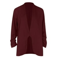 HUNPTA WOGE modne čvrste boje otvorene prednje duge elastične rukave odijelo labave bluže na gornjem odjećnju