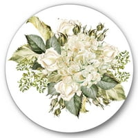 Designart 'Beautiful Bouquet With Roses and Hudrangea' Farmhouse Circle Metal Wall Art - disk of 23