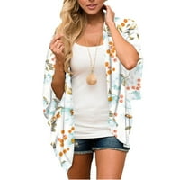 Ženski Kardigan Trendi Rukav Cvjetni Print Plaža Šifon Vrhovi Labavi Kimono Ogrtači Džemperi