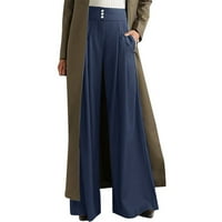 Xinqinghao žene labave pantalone žene visokog struka plisirane pantalone široke noge jednobojne Plus veličine