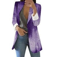 KETYYH-CHN WOMENS BLAZERS Lagani casual blezer Cardigan Otvoreno prednja jakna odijelo Coat Purple, XL