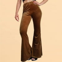 Lilgiuy Fashion žene udobne jednobojne pantalone za slobodno vrijeme sa zvoncima pantalone visokog struka