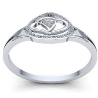 Originalni 0.25 ct okrugli rez dijamant dame Svadbeni list angažman Fancy prsten čvrsta 10k ruža, bijelo
