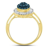 10k žuto zlato okrugli plavi dijamantski klaster prsten Cttw
