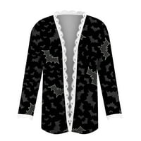 Plus Size Cardigan stabilna odjeća ženski moderan Casual Hallowee Print čipkasti Dugi rukav kardigan jakna