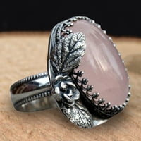 HonRane ženske prstenove ugravirane cvjetne listove dame vintage rhinestone prsten za prsten nakit pokloni