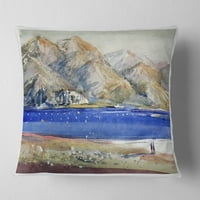 Designart planine i plavo more - pejzažni štampani jastuk za bacanje - 18x18