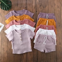 IzhanSan Toddler Baby Boy Girl Majica s kratkim rukavima Tors Shorts Hlače Outfit Sumemr Purple 6- mjeseci