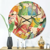 Designart 'Retro Floral Botanical XIII' Mid-Century Modern Wood Wall Clock