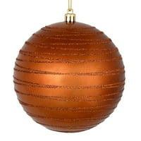 Vickerman 4,75 Kugla za božićne ukrase, bakreni bomboni s blistavim linijama, otporna na plastiku, kućni