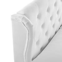 Modway Penelope Tufted Wingback Queen Performance Velvet platforma krevet u bijeloj boji