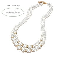 Bružni brez podesivi dvoslojni luksuzni luksuzni fau biserni perle ogrlicu za zabavu Rhinestone, legura,