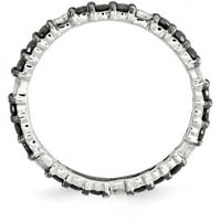 Crni dijamantski sterling srebrni polirani prsten
