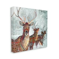 Stupell Industries Winter Reindeer Landscape Holiday Slikarstvo Galerija zamotana platna Print Wall Art