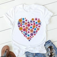 Dan zaljubljenih ljubavnih srca cvjetni mekani ispisani kratkih rukava Top bluze hot6sl4879024