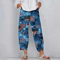 Amtdh Ženska zvijezda prugala američka zastava Štampanje hlače Clearence Compy Jogging Lagane hlače Dama