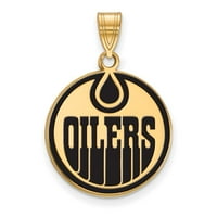 Sterling srebrni pozlaćeni NHL Logoart Edmonton Oillers LG. Privjesak za emajl