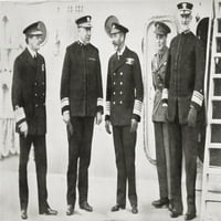 Kralj George protiv posete flote u Rosyth, Edinburgh, Škotska 1918. godine od Lijevi Admiral Beatty, Admiral Rodman, Američka mornarica, kralj George V