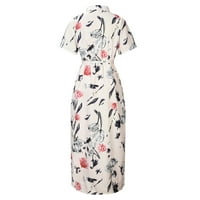 Haljina za žene kratki rukav štampanje cvjetnog uzorka haljina V-izrez Midi Fit i Flare modni trendi elegantan