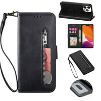 Allytech iPhone Pro torbica za Novčanik , PU kožna torbica sa patentnim zatvaračem Folio Flip Stand zaštitno
