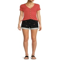 No Boundaries ' Ruched Top with Button Front