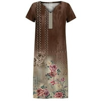 Ženski sarovi za ljetne casual haljine za žene u odjeći za pokloni dubokim V-izrezom Romper reljefne smeđe