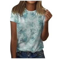 Ženski vrhovi ženska Ležerna majica kratkih rukava sa printom o-izrez
