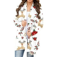 Ženski kardigan moda za Božićni Print jesen otvoreni prednji ležerni Duster lagani džemper kardigan jakna