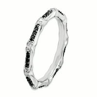 Crni i bijeli dijamantski srebrni prsten