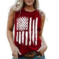 Američka zastava Print Cisterne za žene Ženske zvijezde Stripes Patriotska majica Ljetni labavi prsluk