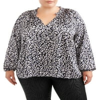 Sofija Jeans V-izrez Animal Leopard Print The Woven Bluze Žene