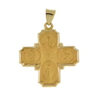 14k žuto zlato četveroziran medalj, sac srčani strijelac Čoristog čudesan St Joseph katolički šuplji privjesak