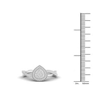1 4CT TDW Diamond 10k bijeli zlatni kruški oblik Klaster Halo Obećaj prsten