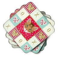 Carolines Treesures CK5102FC Cheetoh Cat Love Foam Coaster Set od 4, Crvena, 1 2, višebojni