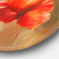 Designart 'Red Blossoming maka preko Wild Brown II' tradicionalni krug Metal zid Art-disk 23