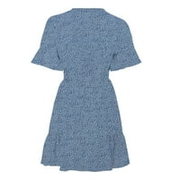 Patlollav ženske haljine klirence dame haljina ljeta V-izrez zavoj za zavojne bake kratkih rukava