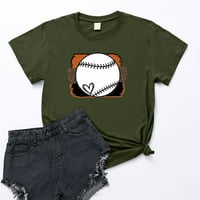 Ženski vrhovi Baseball Heart Majica Slatka grafika Ženska bejzbol srca Torbica Modna odjeća