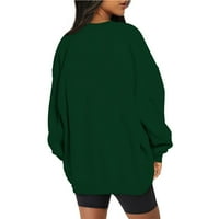 Penkiiy Duks za žene modna žena dugi rukav okrugli vrat labava dukserica puna bluza Tops zelena Y2K Odjeća