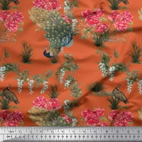 Listovi Soimoi Rayon tkanine, cvjetni i paunski Print tkanina po dvorištu