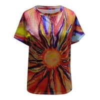 Honeeladyy Prodaja Ženska Sun majica Sunce Rinbow Ispiši kratkih rukava V izrez Bluza Summer CasualMulticolor
