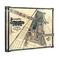 Wynwood Studio mape i zastave Wall Art Canvas Prints 'Chicago Exposition Map 1893' mape američkih gradova