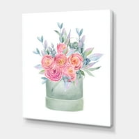 Designart 'Pink Roses With Gift Bo' Farmhouse Canvas Wall Art Print