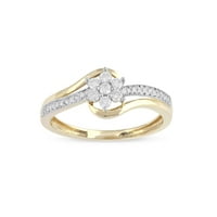 Carat T.W. Dijamantni bypass cvijet 10kt žuto zlatni modni prsten