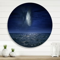 Designart 'Noć punog mjeseca nad tamnim okeanom' Nautički i obalni krug metalni zid Art-disk od 11