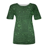 Leylayray topovi za žene ženske Casual mode St. Patrick-ov dan print uzorak kratkih rukava majica Army