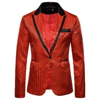 Pgeraug za muškarce Charm jedno dugme Fit odijelo kaput jaknu Sequin Party top odijela Red s