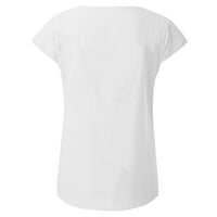 Outfmvch majice za žene modni Casual kratki rukav čvrsta kratka majica ženske majice za žene bijele