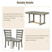 Elegantno 6-komadno gumeno trpezarijski stol sa geometrijskim dizajnom